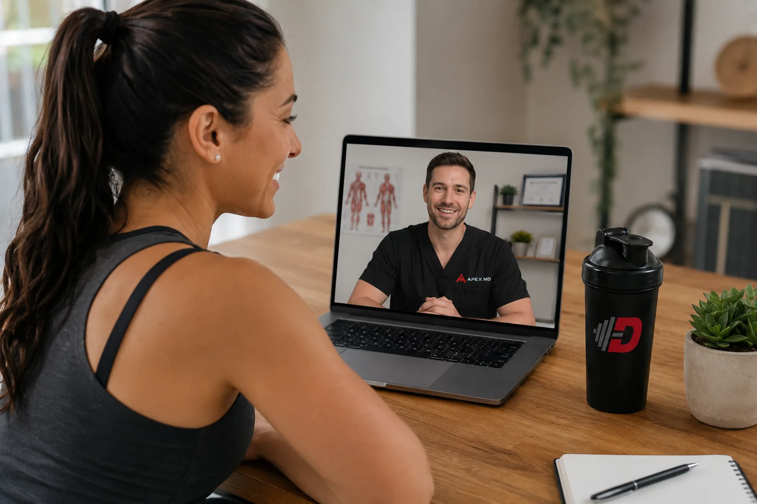 A Defined Fitness member on a telehealth visit