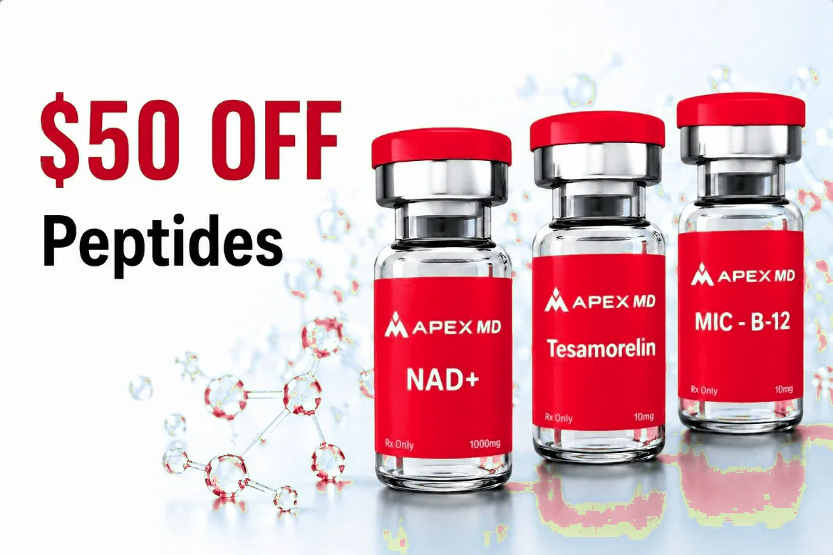 $50 off Peptide, Testosterone and Hormone Programs
