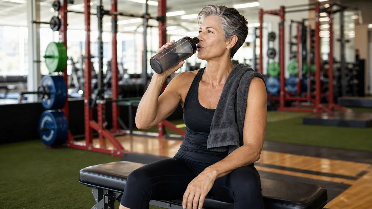 A woman in her early 50s cool and composed after a workout at Defined Fitness
